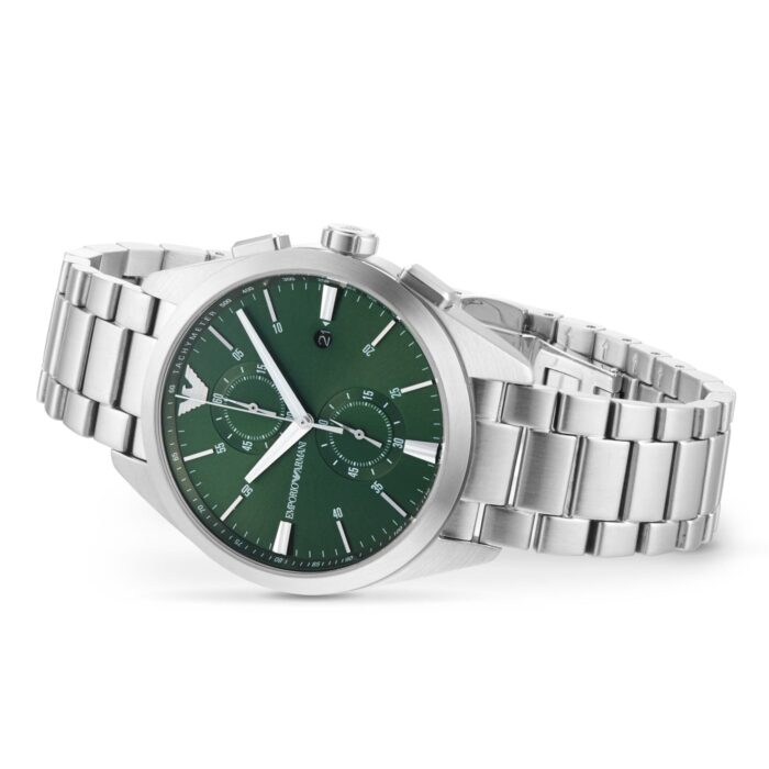 Emporio Armani Chronograph Green Dial Silver Steel Strap Watch For Men - AR11480 - Image 6